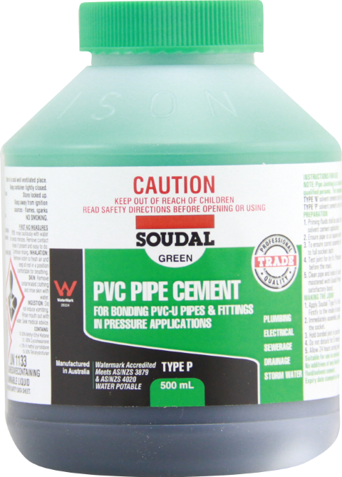 SOUDAL PVC PIPE CEMENT TYPE N 250ML GREEN 